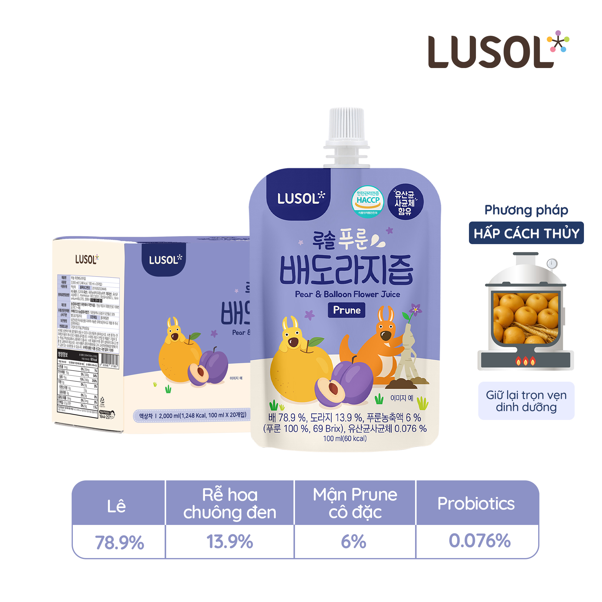 Nước mận lê, rễ hoa chuông Lusol (100ml)