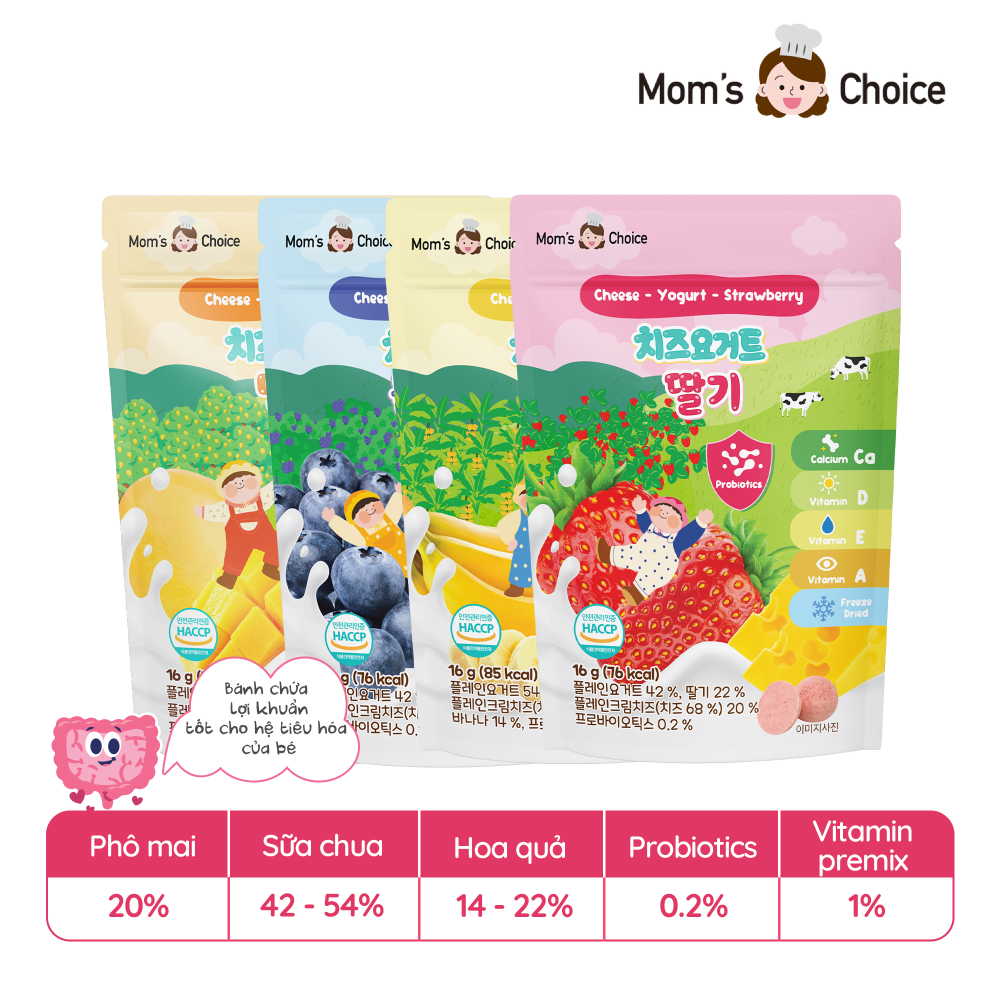 Bánh phô mai sữa chua trái cây Mom's Choice (16g)