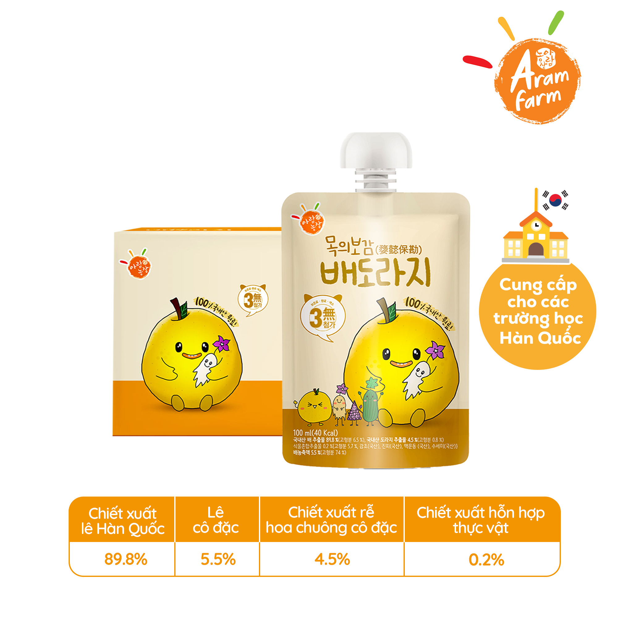 Nước Lê, rễ hoa chuông Aram Farm (100ml)
