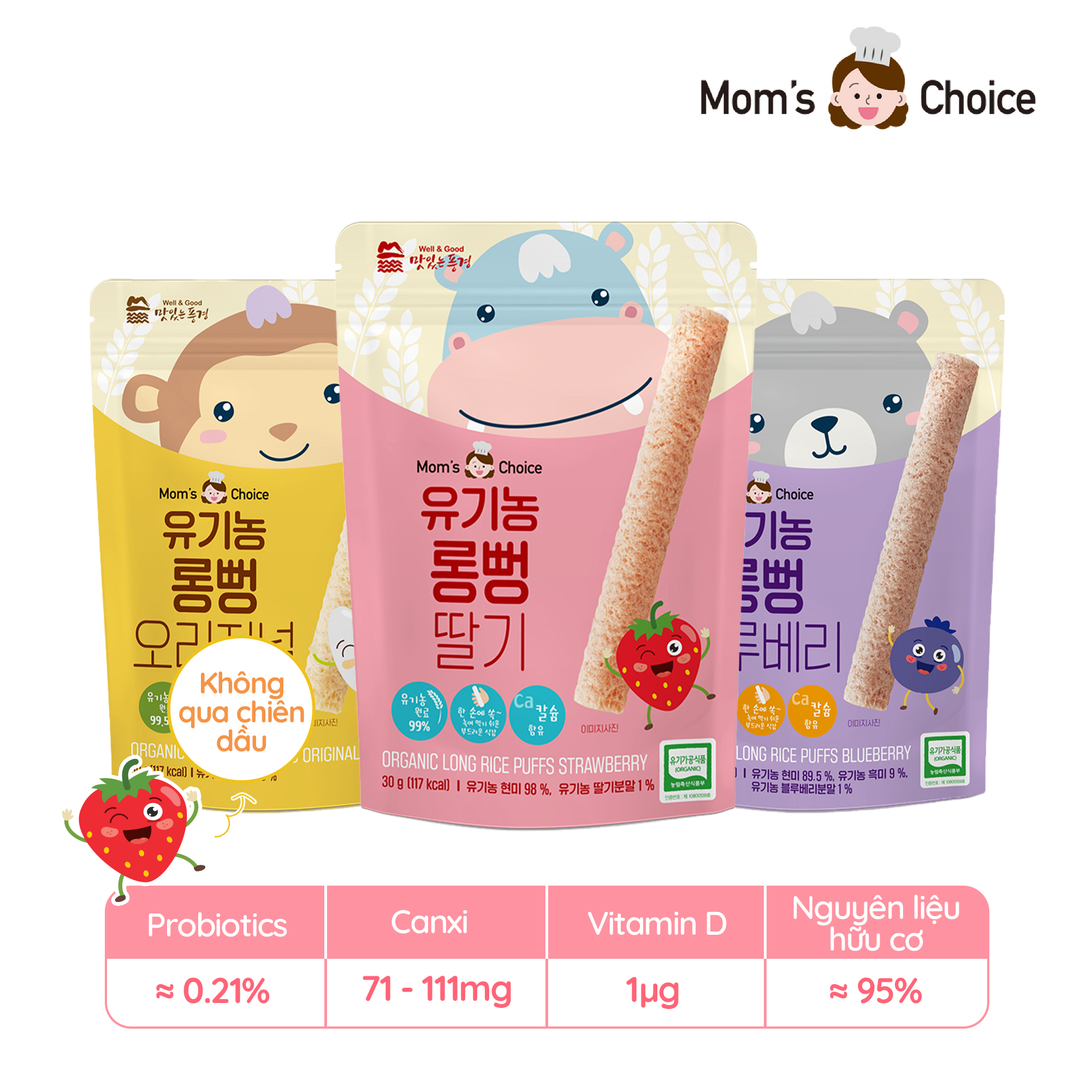 Bánh gạo lứt hữu cơ thanh dài Mom's Choice (30g)