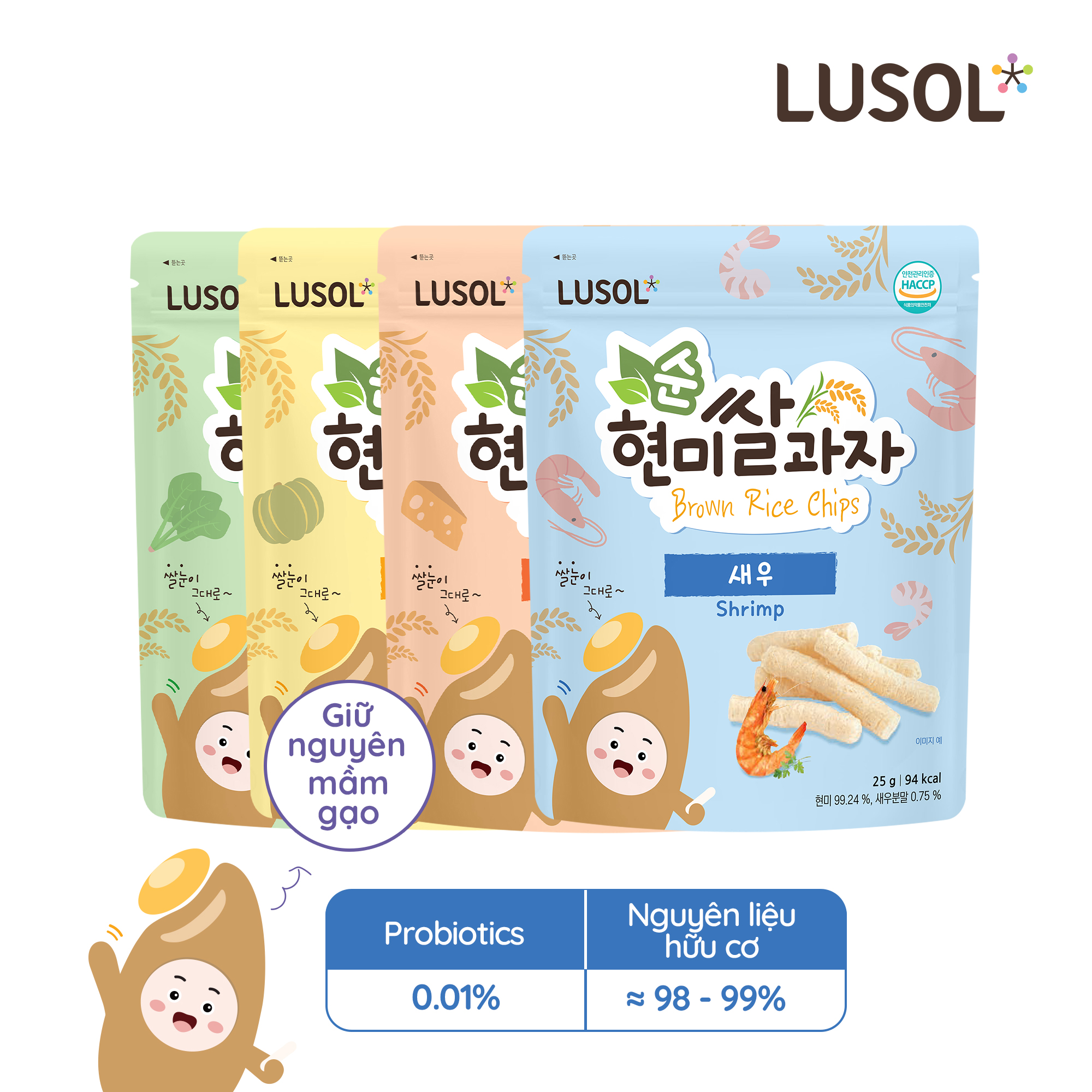 Bánh gạo lứt lợi khuẩn Lusol (25g)