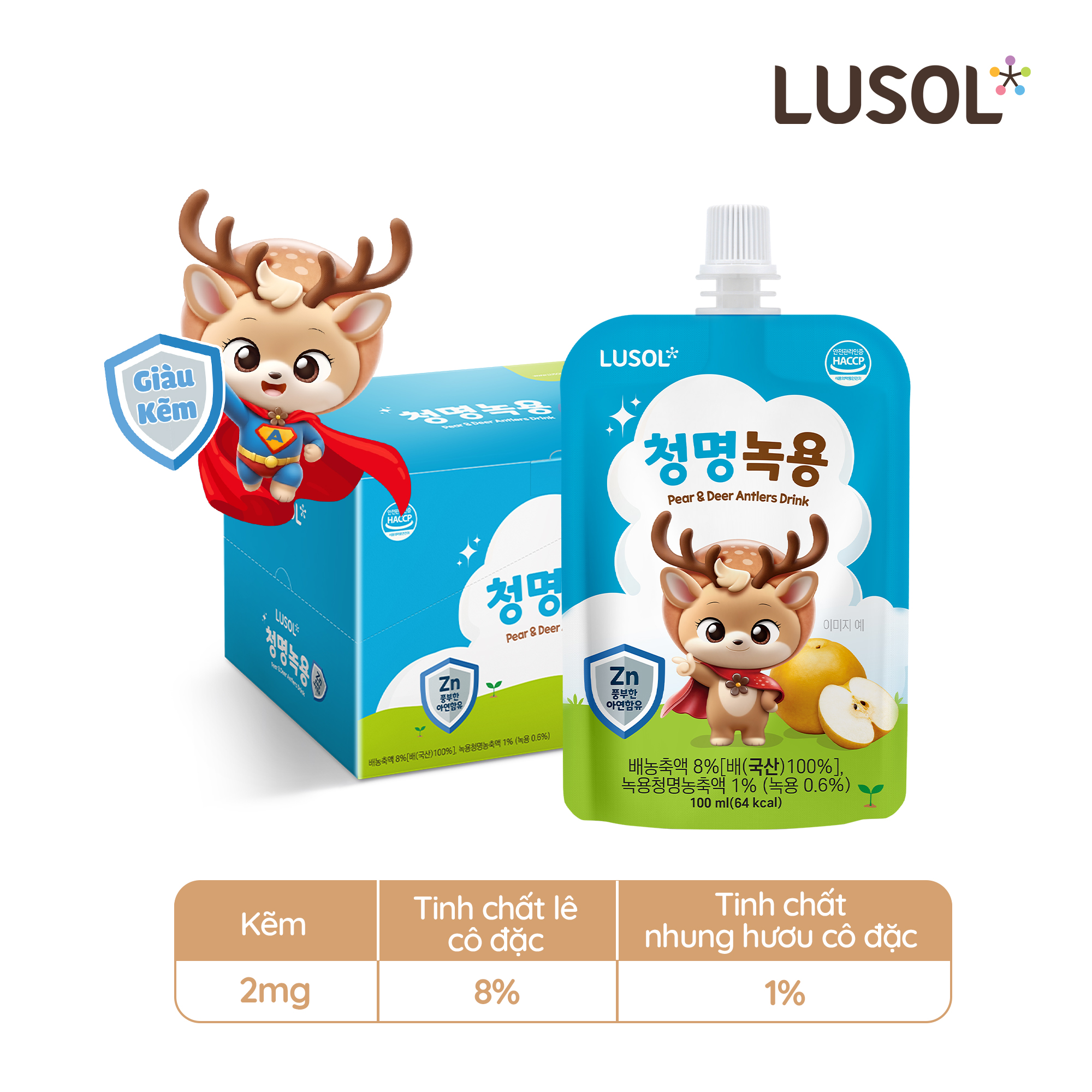 Nước Gạc Hươu non lê Lusol (100ml)