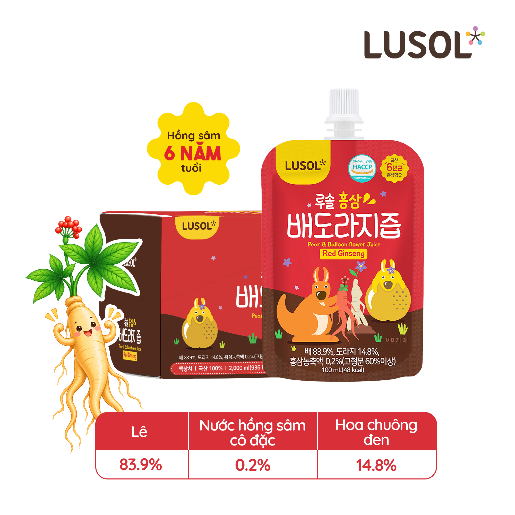 Nước hồng sâm lê hoa chuông đen Lusol (100ml)